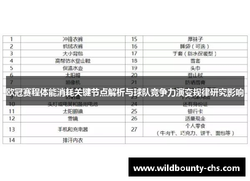 欧冠赛程体能消耗关键节点解析与球队竞争力演变规律研究影响